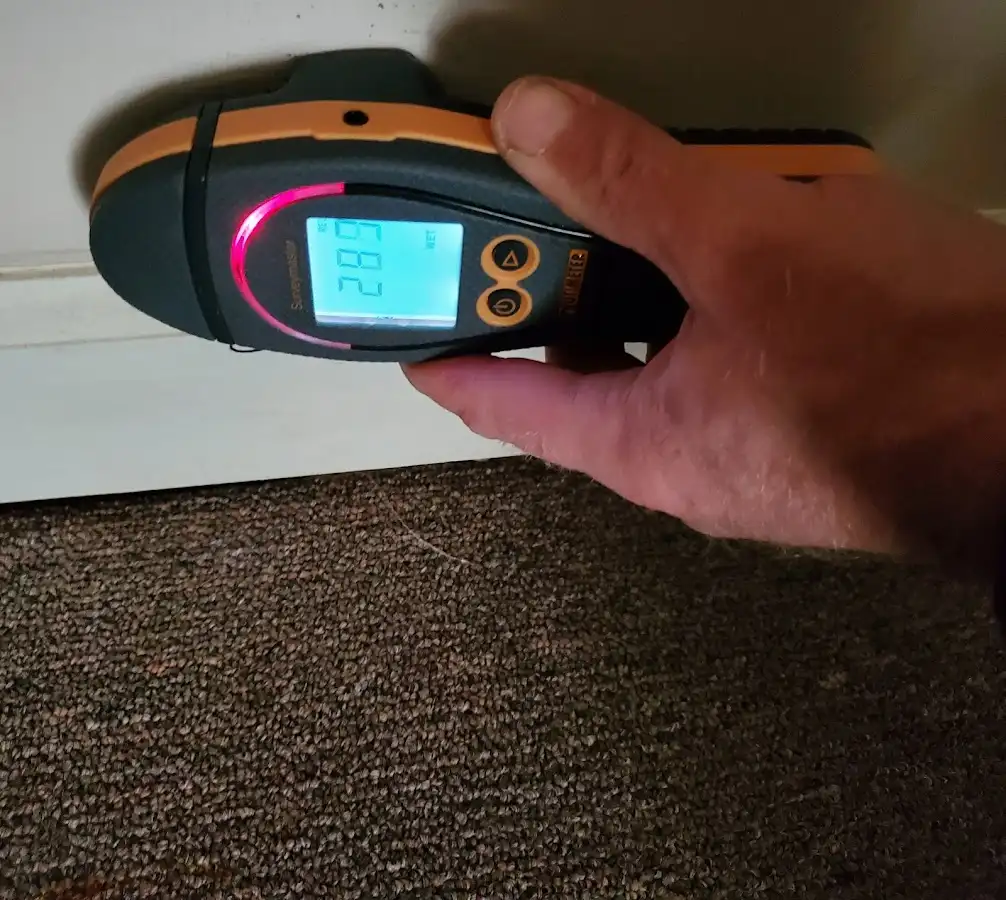 Moisture detection at baseboard during Mold Inspection & Testing in Millbury